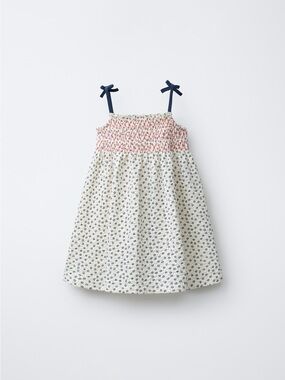 Smocked floral print dress